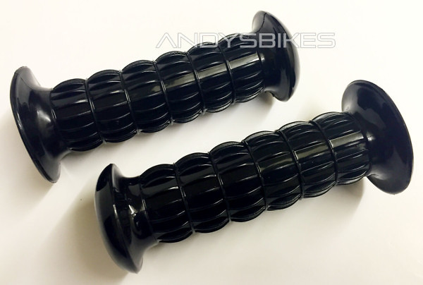 Pair Black Kawasaki Style Classic Rubber Handlebar grips 7/8 